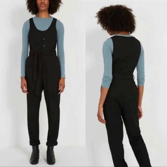 Frank & Oak Pants - Frank and Oak True Black Sleeveless Jumpsuit (S)
